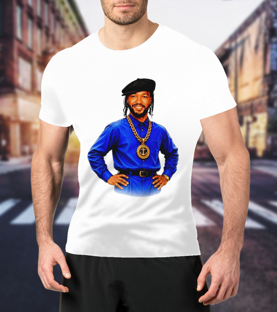 Jalen Brunson NY Knicks Always Business Never Personal Anchor Chain Beret Outfit T-Shirt