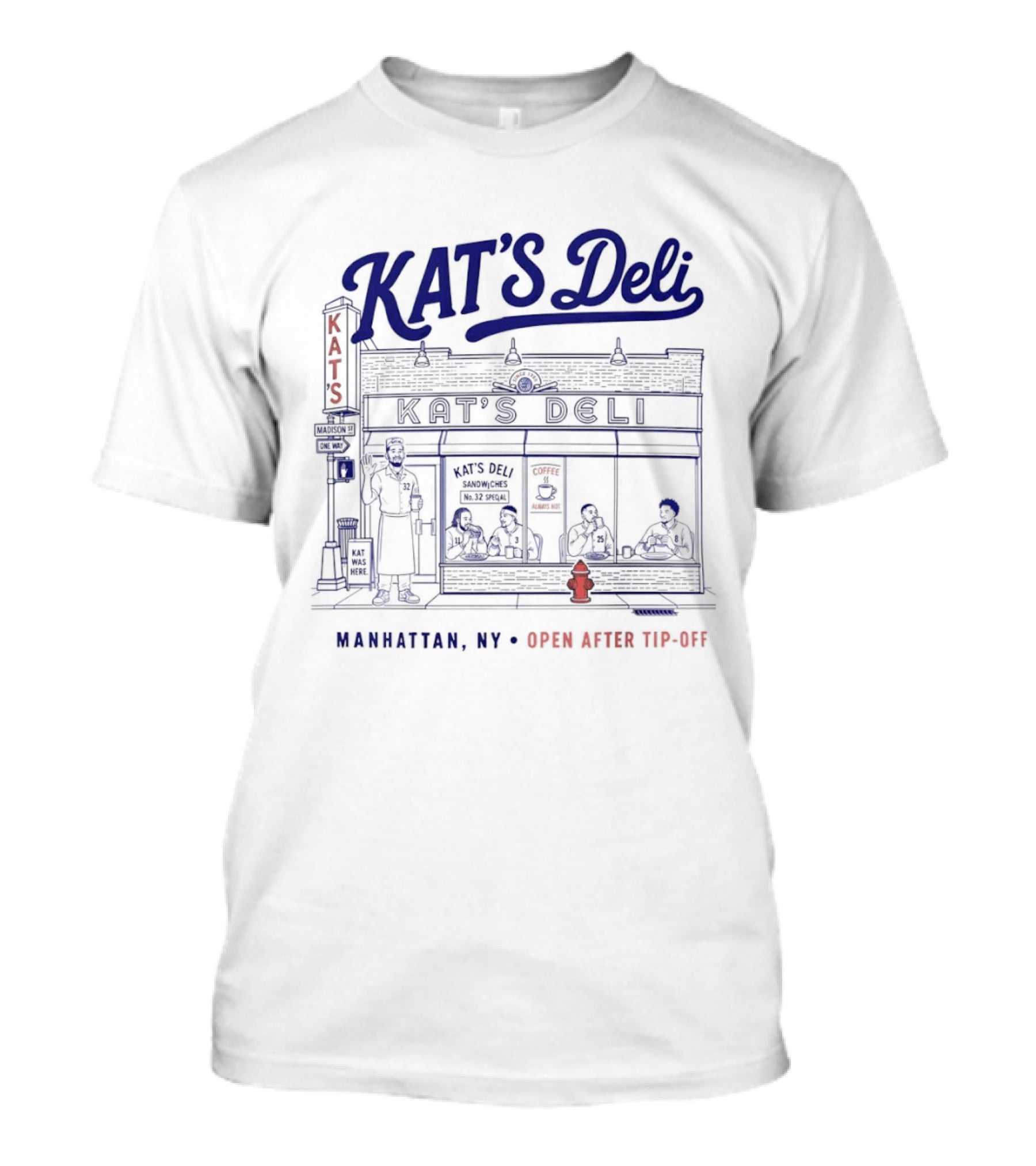 KAT'S Deli Karl Anthony Towns New York Knicks Basketball Manhattan NY Open After Tip Off T-Shirt