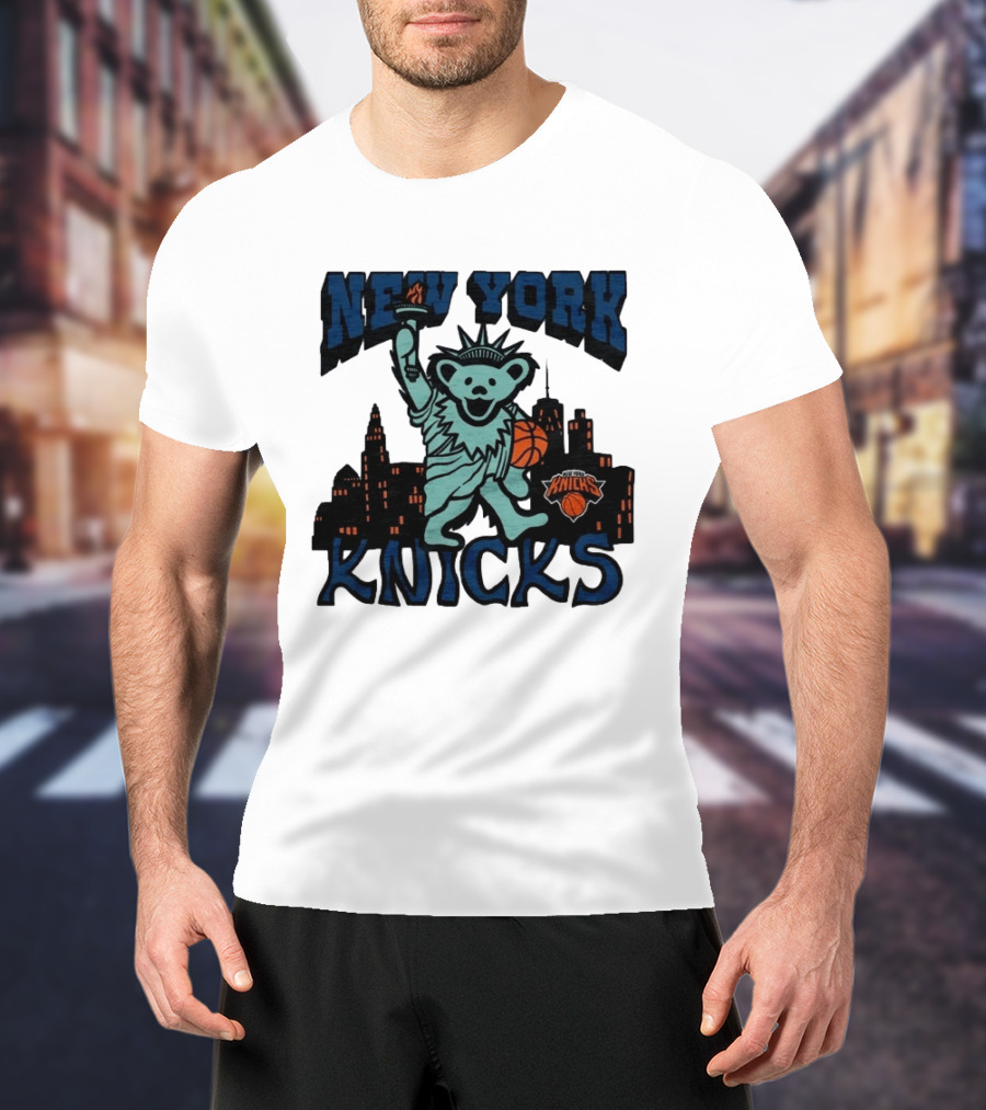 NBA Grateful Dead New York Knicks Bear Liberty Statue T-Shirt