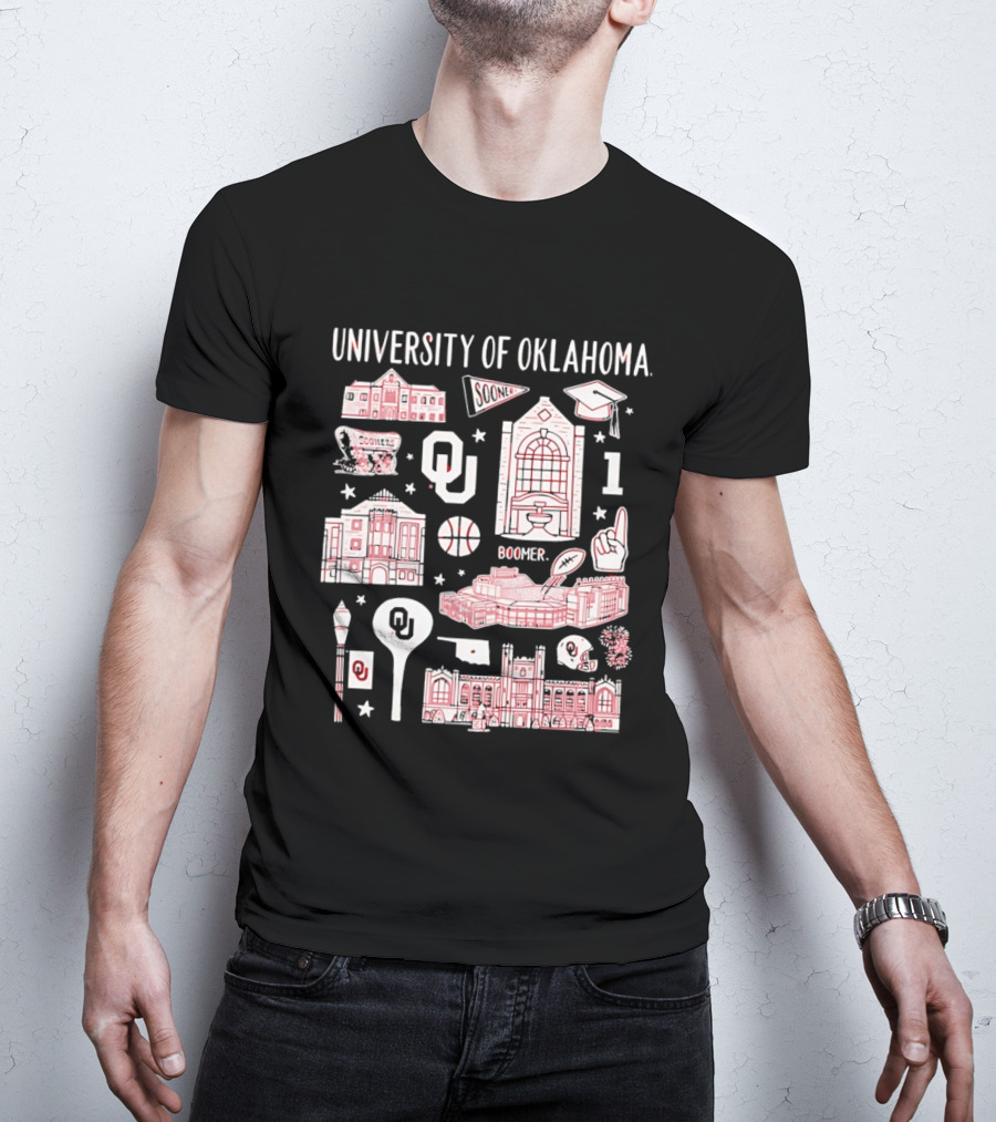 University Of Oklahoma Boomer Sooner Iconic Landmarks T-Shirt