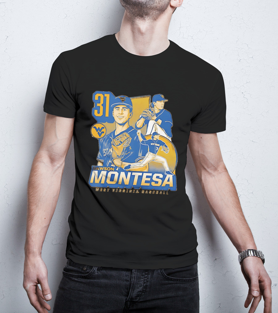 West Virginia Baseball Dawson Montesa 31 Mountaineers T-Shirt
