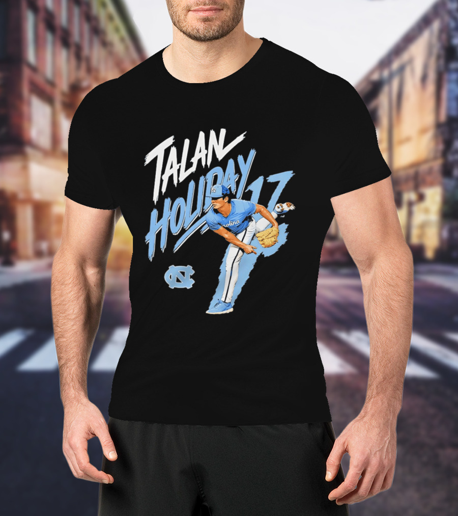 North Carolina Tar Heels Talan Holiday 17 Pitching Action T-Shirt