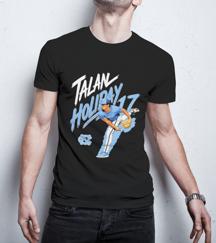 North Carolina Tar Heels Talan Holiday 17 Pitching Action T-Shirt