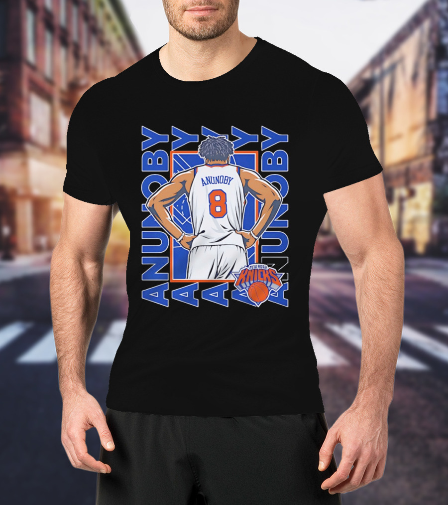 OG Anunoby Number 8 New York Knicks Basketball Icon Repeat T-Shirt