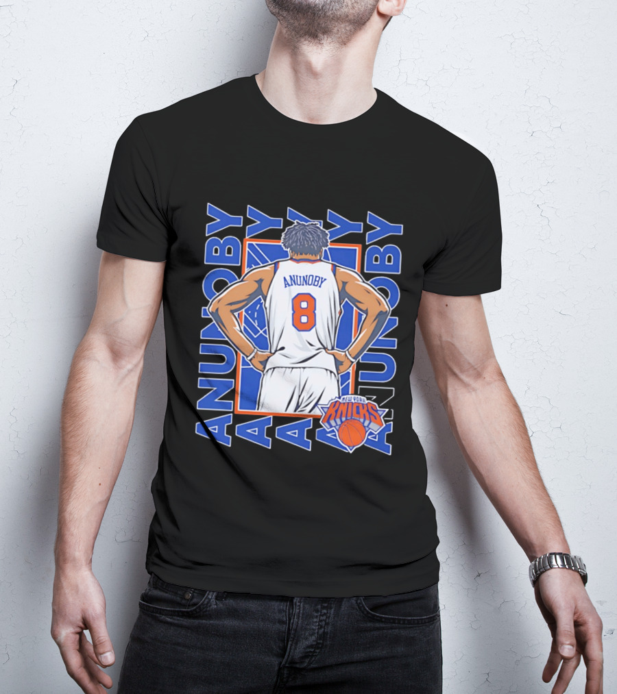 OG Anunoby Number 8 New York Knicks Basketball Icon Repeat T-Shirt