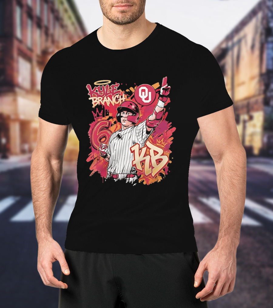 Oklahoma Sooners Kyle Branch 6 Graffiti KB T-Shirt