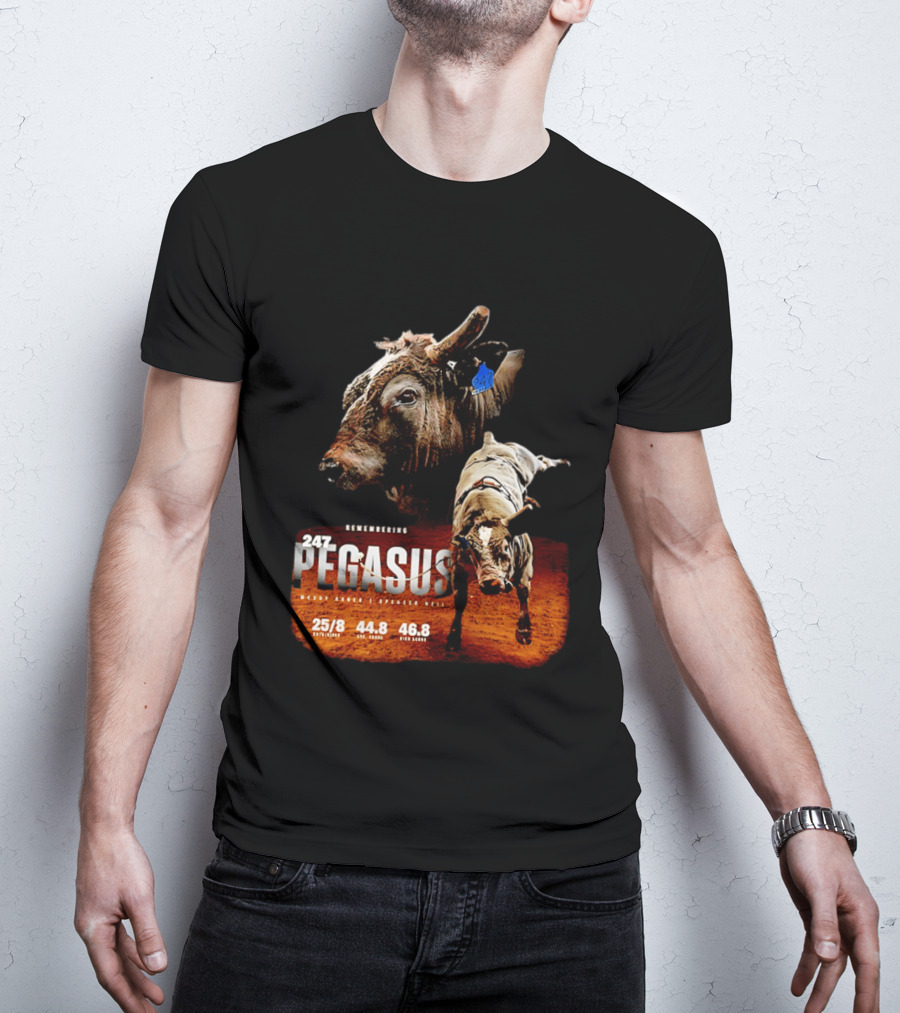 Remembering Pegasus 247 Legendary Rodeo Bull Statistics 25/8 44.8 46.8 T-Shirt