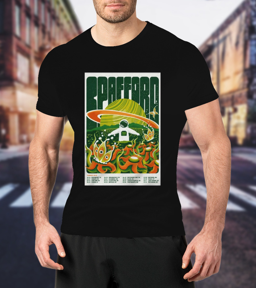Spafford Summer 2026 Tour Space Astronaut And Alien Flowers T-Shirt