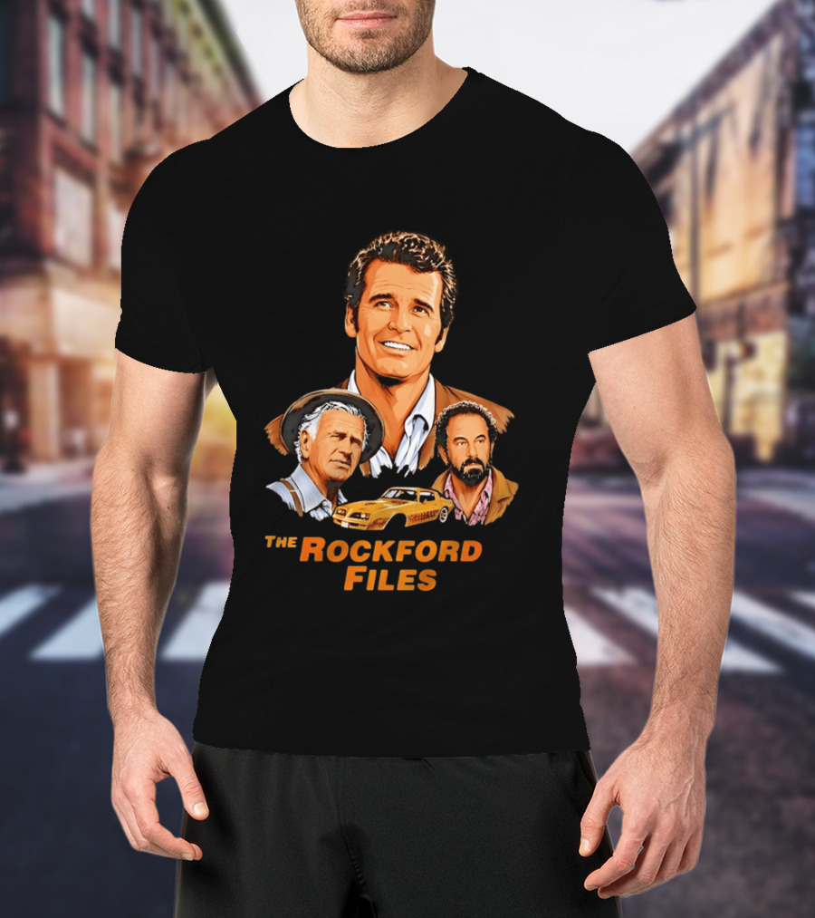 The Rockford Files 1970s James Garner Iconic Cast And Car T-Shirt