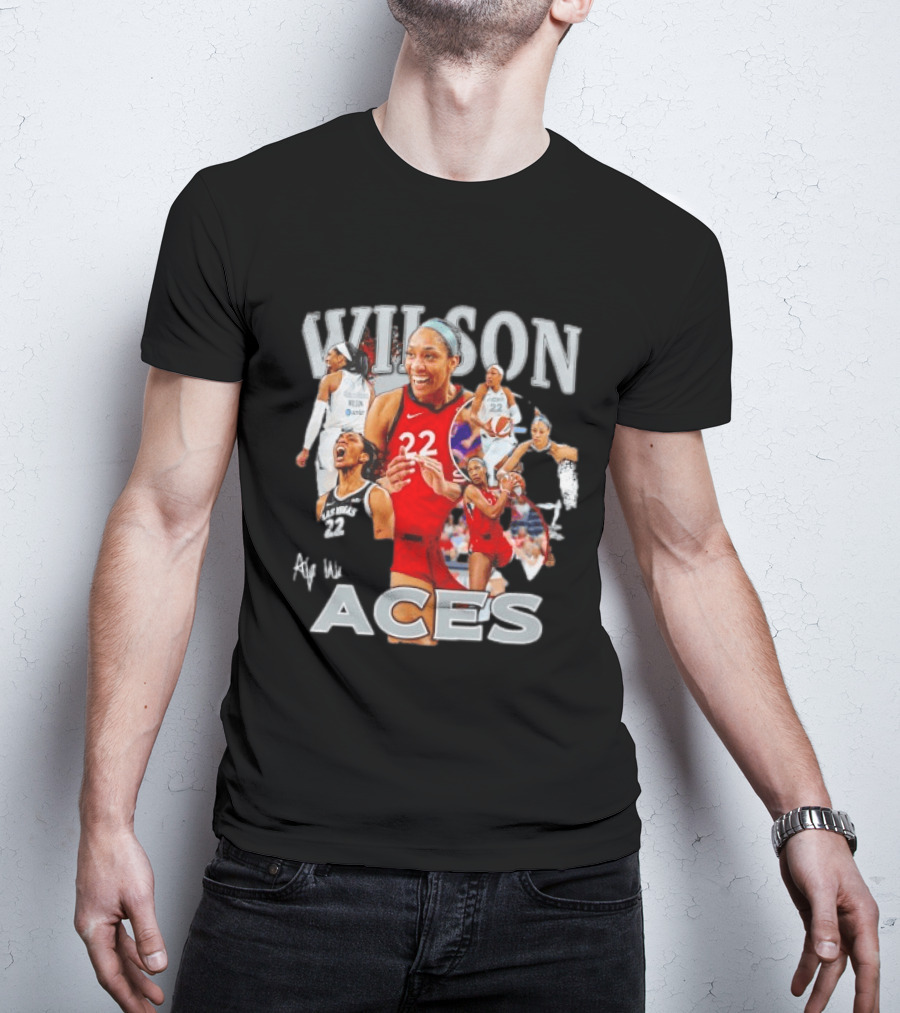A'ja Wilson Las Vegas Aces Fly With Aces Collage T-Shirt