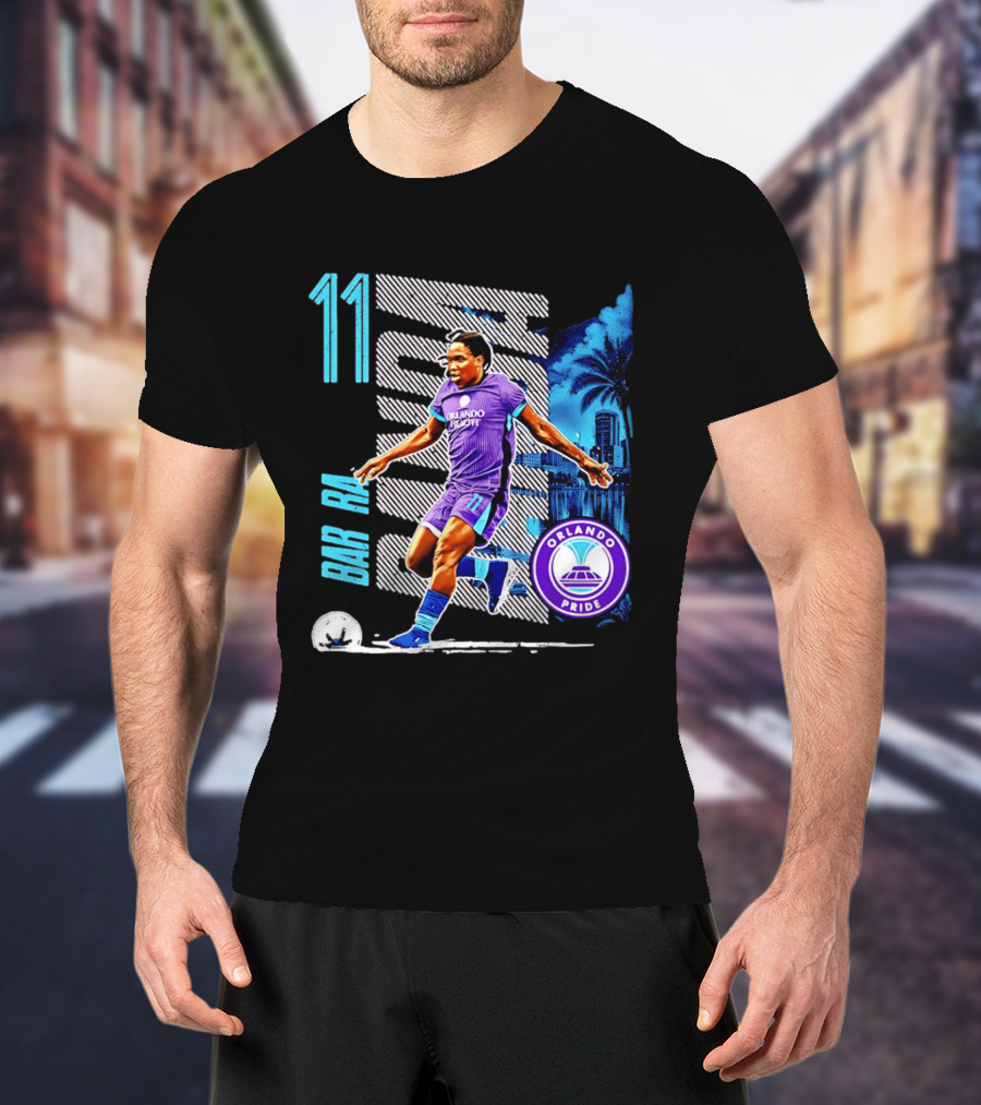 Barbra Banda Orlando Pride Skyline 11 Soccer Blue Palm Trees T-Shirt