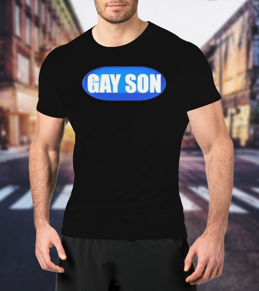 Gay Son Pill Blue Oval T-Shirt