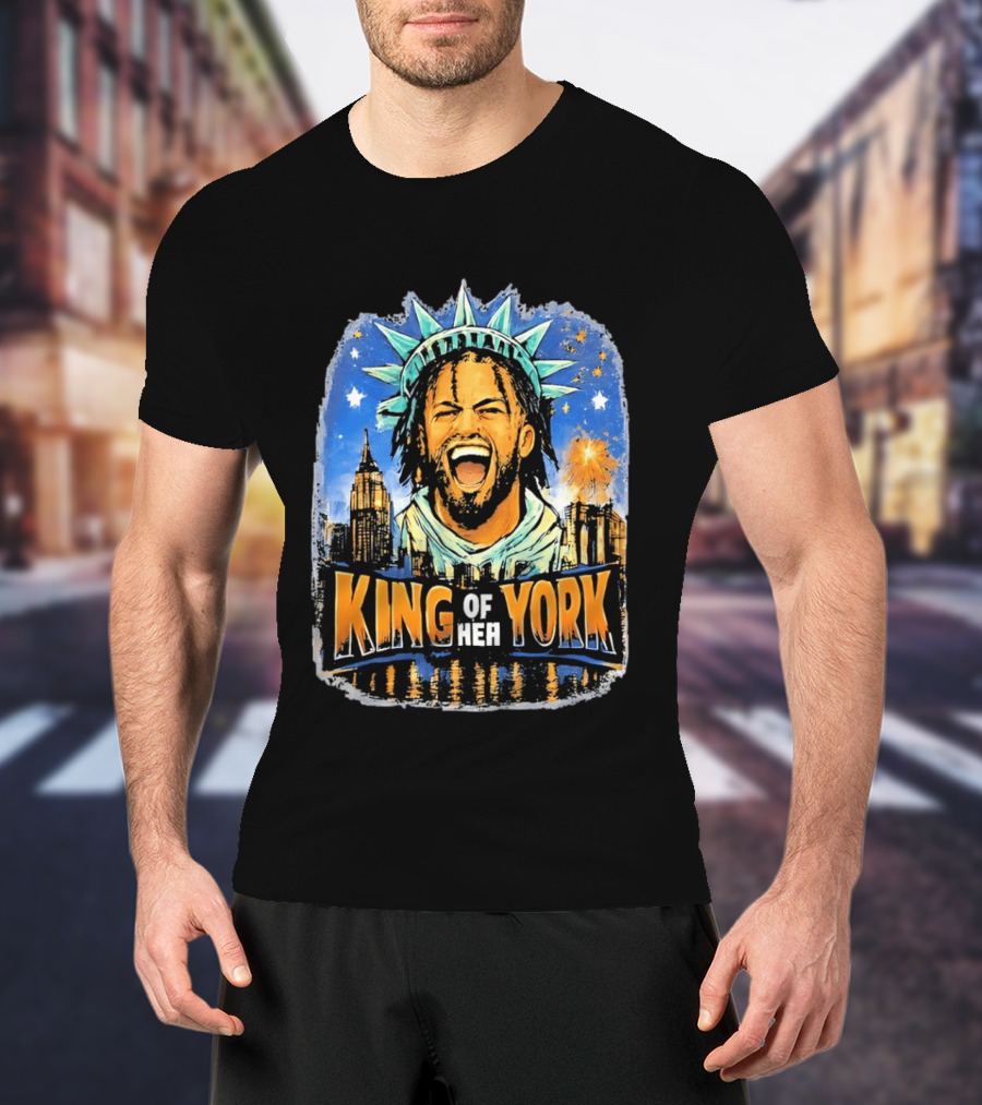 Jalen Brunson Statue Of Liberty Crown King Of New York City Skyline T-Shirt