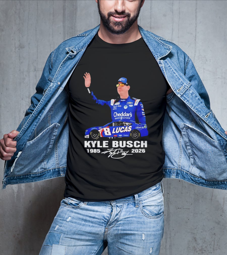 Kyle Busch 1985 2026 Lucas Oil Cheddar's Scratch Kitchen T-Shirt