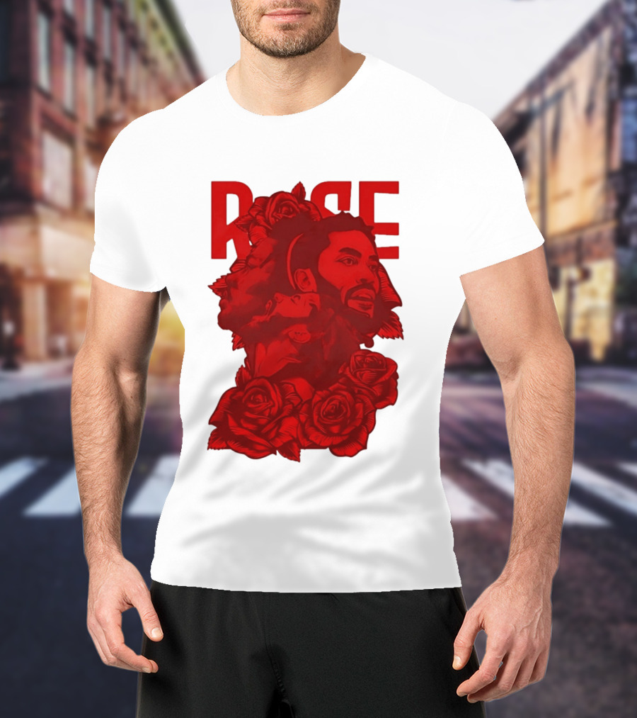 Derrick Rose Red Rose Portrait With Decorative Roses T-Shirt