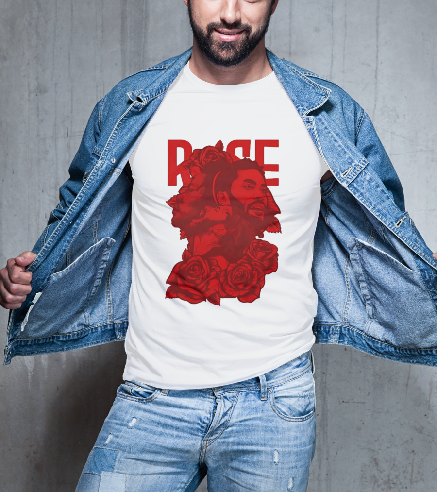 Derrick Rose Red Rose Portrait With Decorative Roses T-Shirt