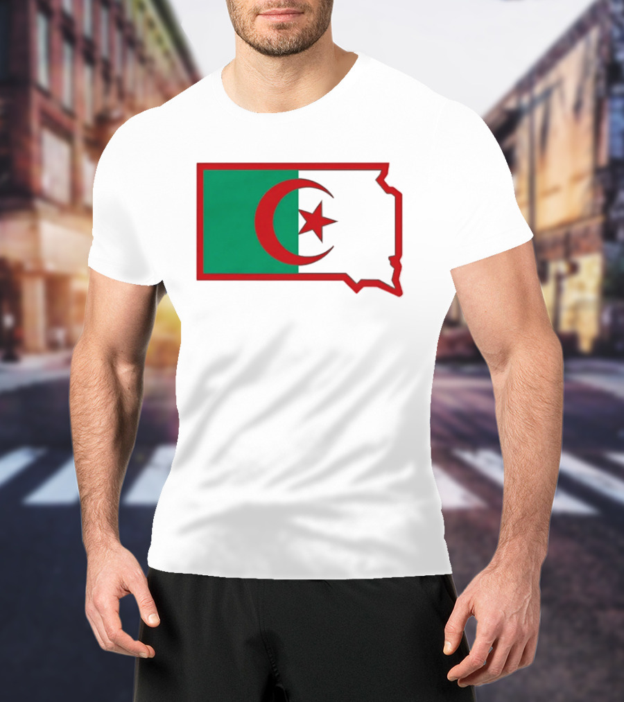 Lawrence Of Algeria Flag State Outline With Crescent And Star T-Shirt