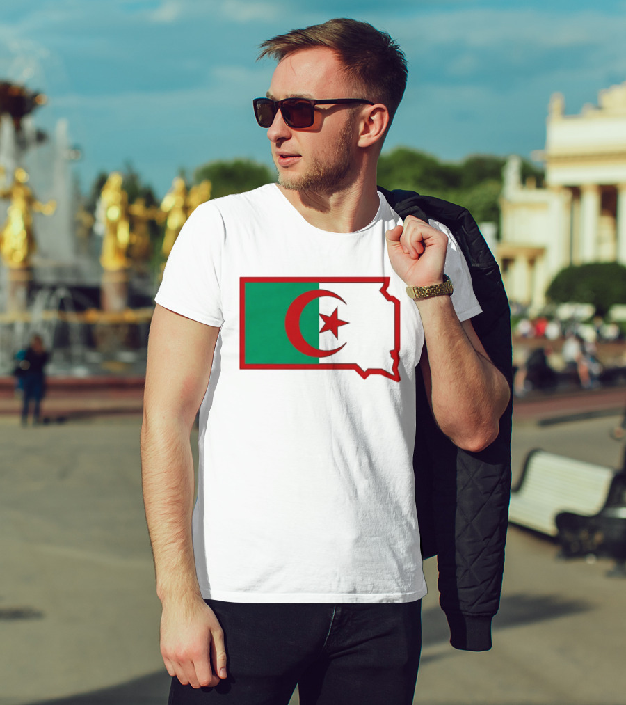 Lawrence Of Algeria Flag State Outline With Crescent And Star T-Shirt
