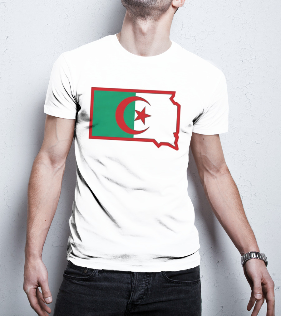 Lawrence Of Algeria Flag State Outline With Crescent And Star T-Shirt