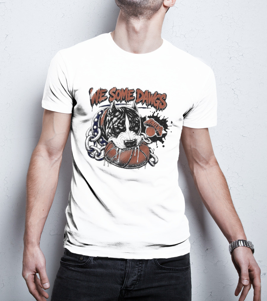 We Some Dawgs Knicks Basketball Pitbull Chain Dripping T-Shirt