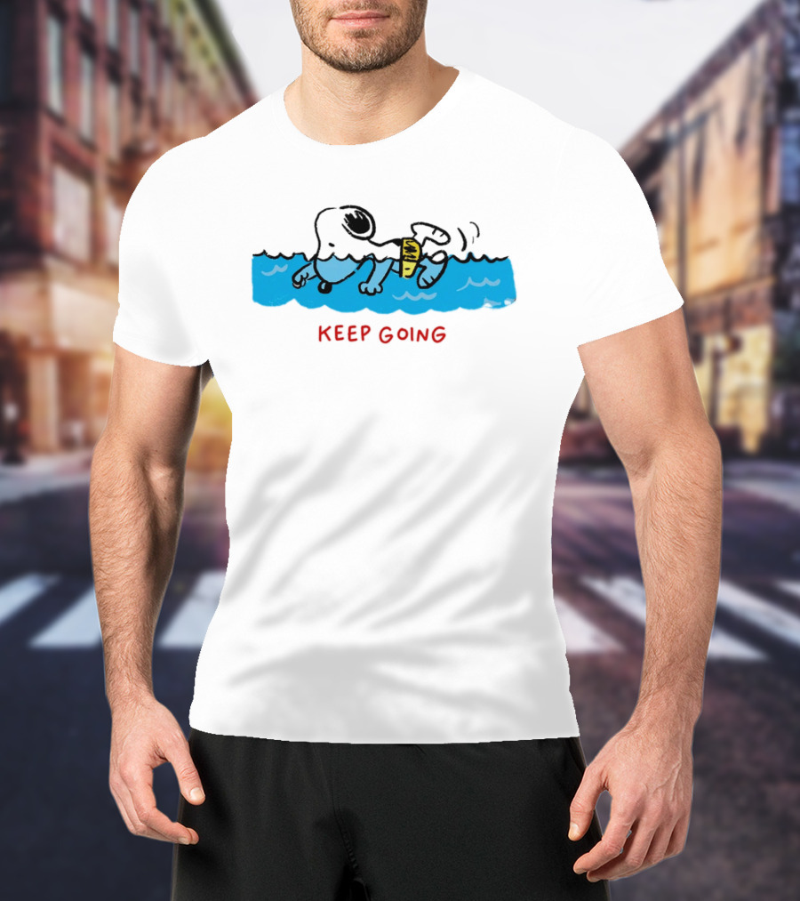 Peanuts Snoopy Swimming Keep Going Inspirational Motivation T-Shirt