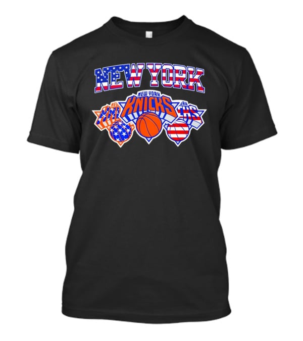 New York Knicks 4th Of July American Flag Basketball Stars And Stripes T-Shirt
