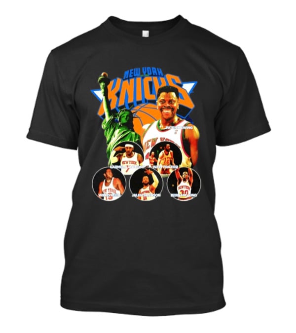 New York Knicks Patrick Ewing Carmelo Anthony Walt Frazier Statue Of Liberty T-Shirt