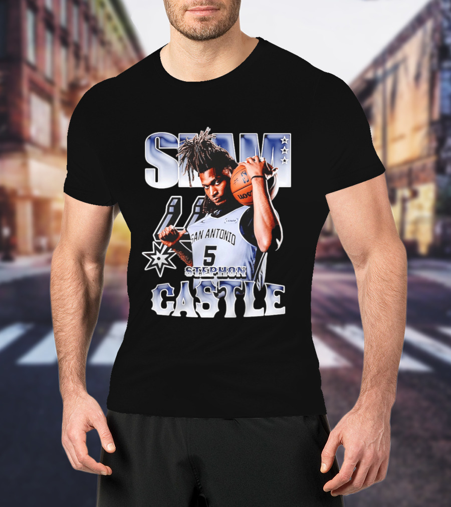 San Antonio Spurs Stephon Castle SLAM Basketball Star T-Shirt