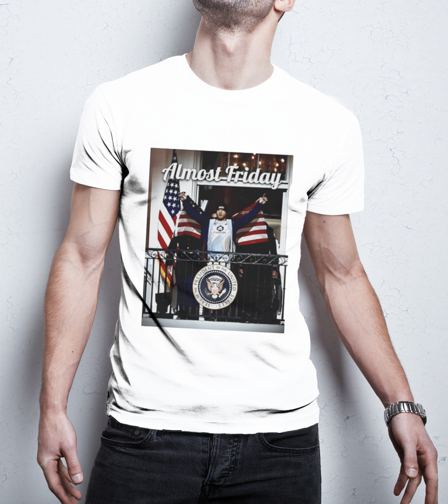 Almost Friday Justin Gaethje US Flag Blue Room Balcony White House UFC Freedom 250 T-Shirt