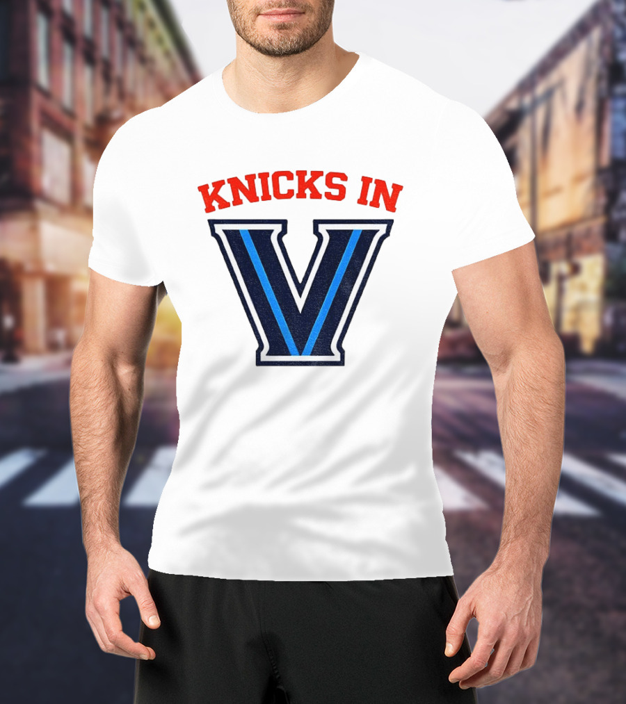 Knicks In V New York Knicks Villanova Wildcats NBA 2026 T-Shirt