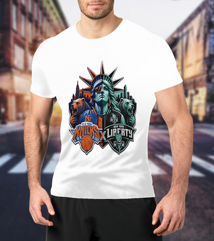 New York Knicks X Liberty Statue Of Liberty NBA WNBA T-Shirt