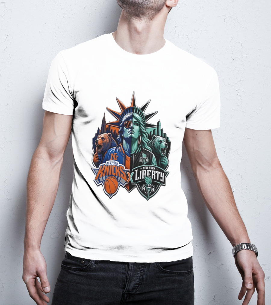 New York Knicks X Liberty Statue Of Liberty NBA WNBA T-Shirt