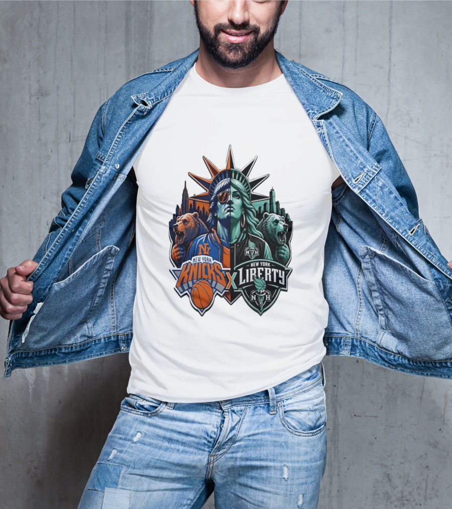 New York Knicks X Liberty Statue Of Liberty NBA WNBA T-Shirt
