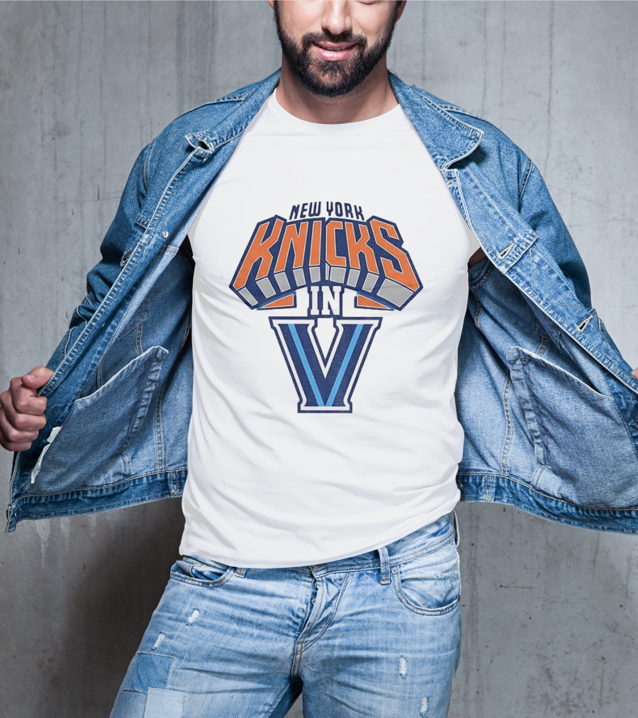 New York Knicks In V Villanova Wildcats Basketball Collaboration NBA 2026 T-Shirt