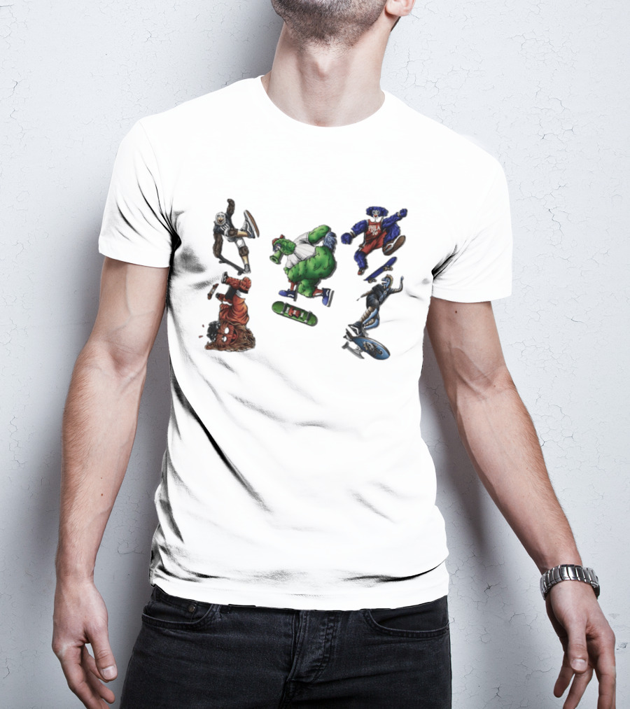 Philadelphia Sports Mascots Skateboarding Extravaganza Happy National Day T-Shirt
