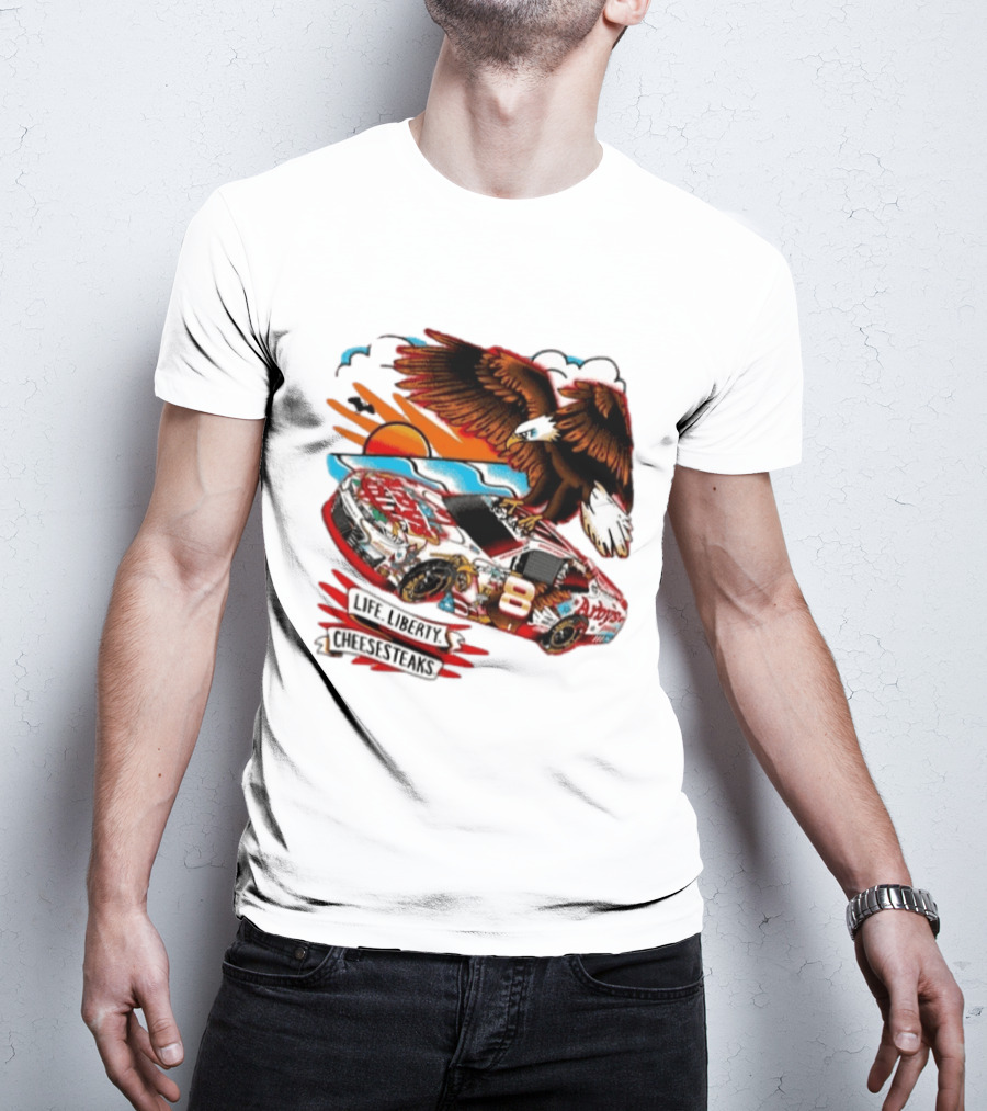 Life Liberty Cheesesteaks Arby's Racing Car Eagle Patriotic T-Shirt