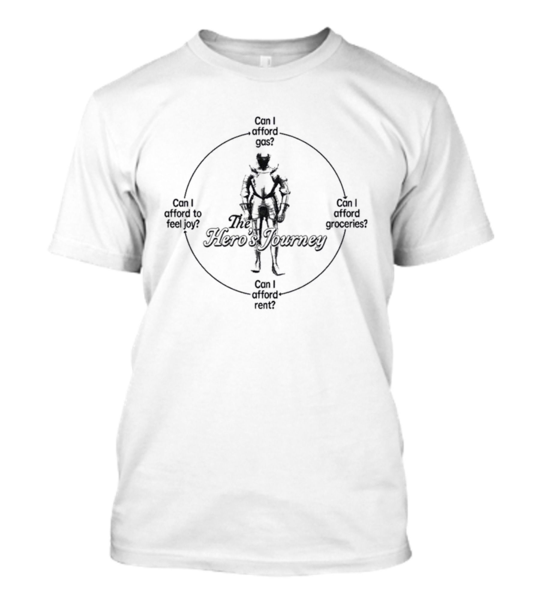 The Hero's Journey Can I Afford Gas Groceries Rent To Feel Joy Knight T-Shirt