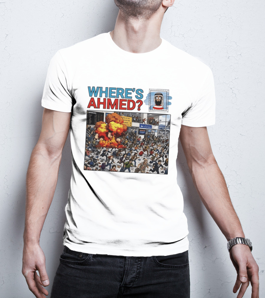 Where's Ahmed September 11 Attacks Cartoon Explosion Scene T-Shirt