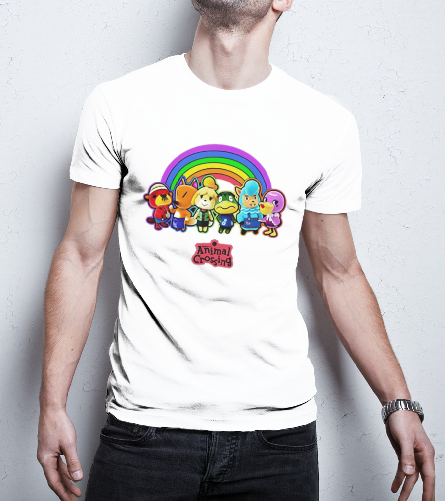 Animal Crossing Rainbow Characters Under Arc T-Shirt