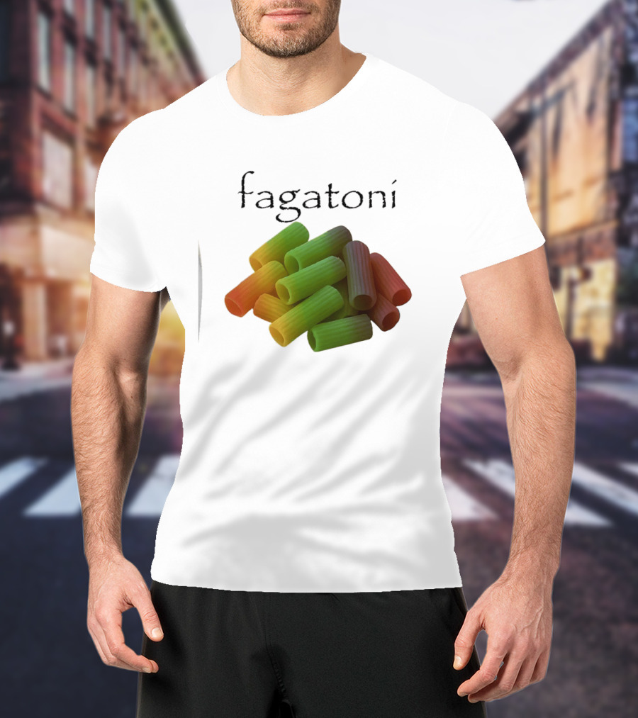 Fagatoni Gay Pasta LGBTQ Pride Multicolor Rigatoni T-Shirt