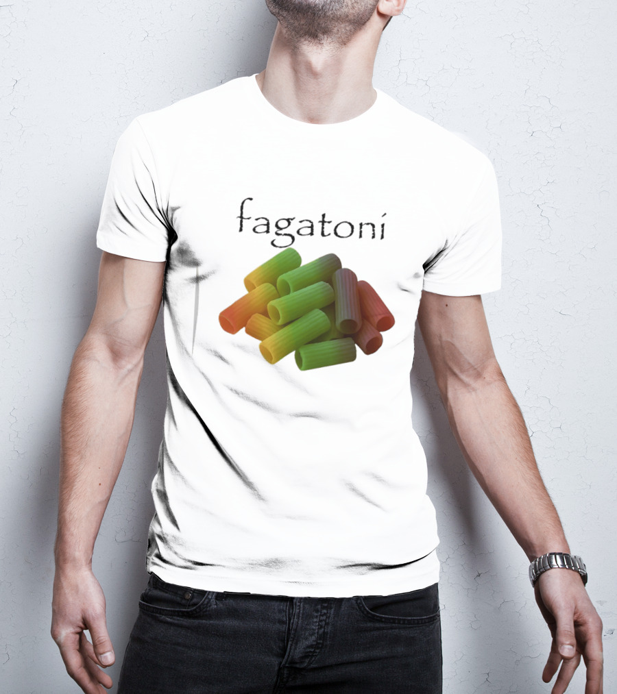 Fagatoni Gay Pasta LGBTQ Pride Multicolor Rigatoni T-Shirt