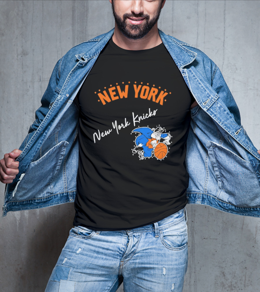 Father Knickerbocker New York Knicks Basketball Character Orange And Blue T-Shirt