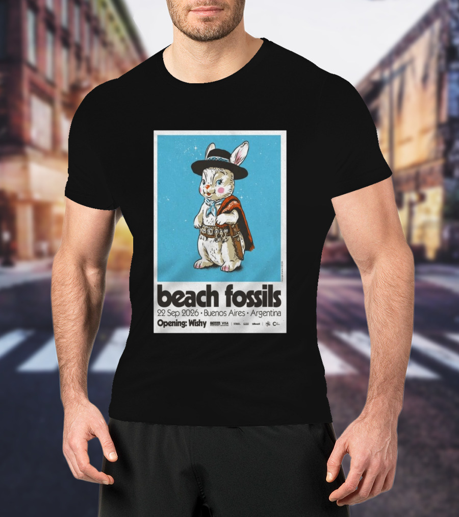 Beach Fossils Buenos Aires 2026 Rabbit Cowboy Concert T-Shirt