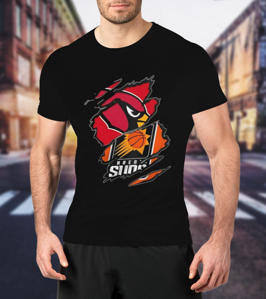 Arizona Cardinals Phoenix Suns Two Teams One Heart Scratch Edition T-Shirt