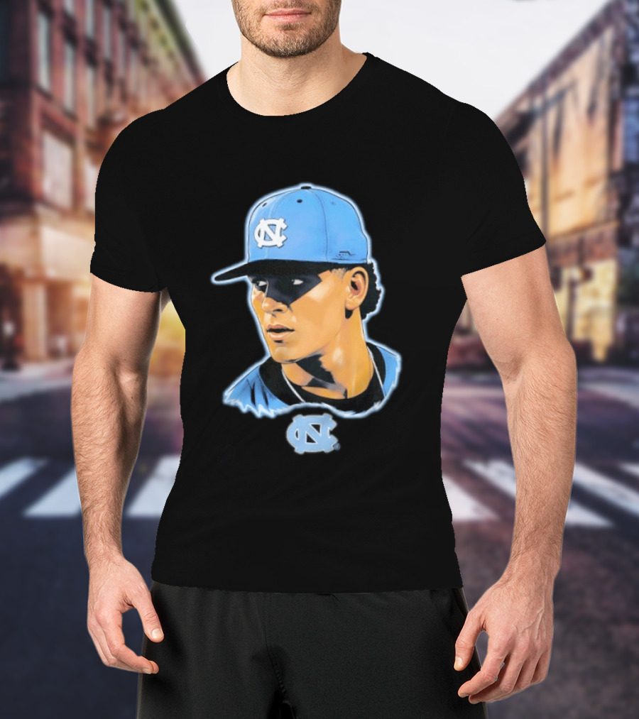 UNC Baseball Player Portrait North Carolina Cap Image T-Shirt