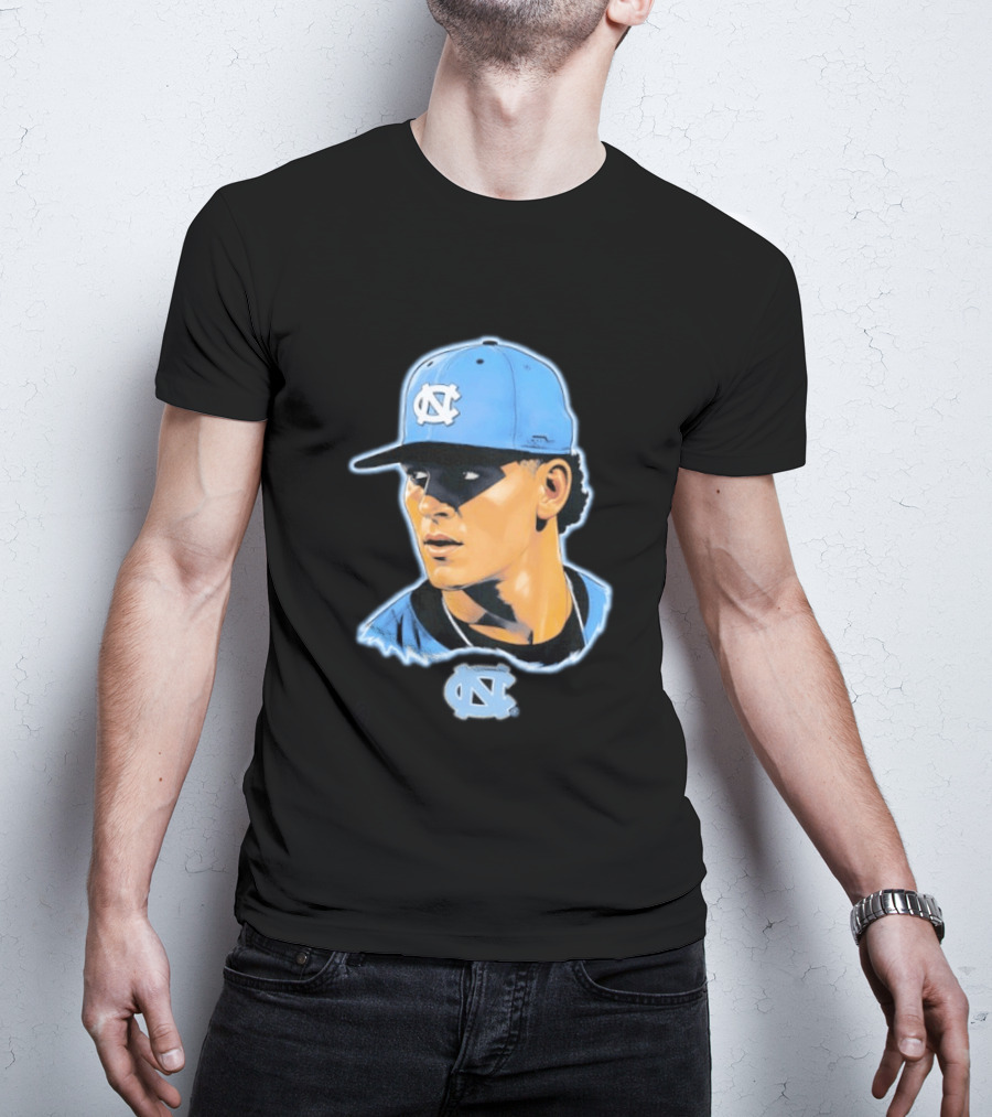 UNC Baseball Player Portrait North Carolina Cap Image T-Shirt