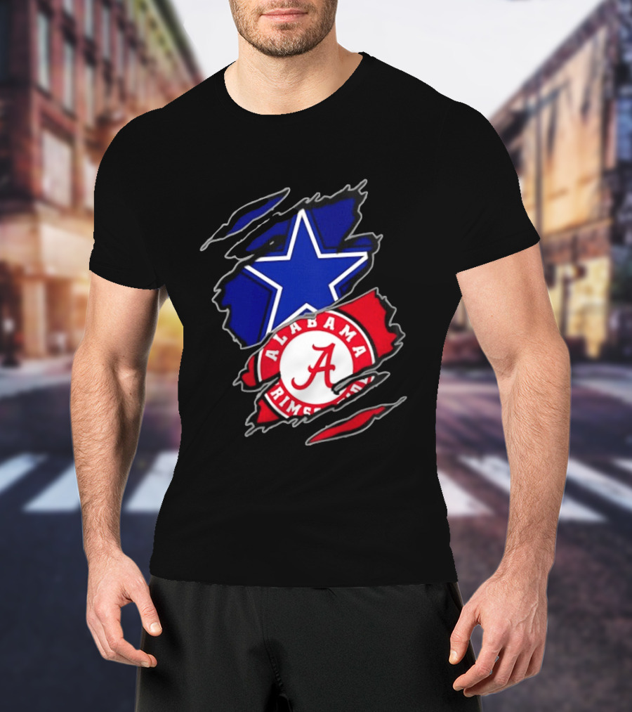 Dallas Cowboys Alabama Crimson Tide Two Teams One Heart Scratch T-Shirt