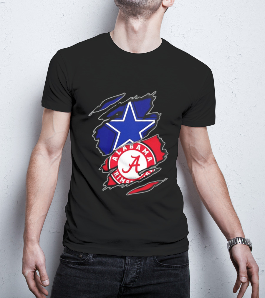 Dallas Cowboys Alabama Crimson Tide Two Teams One Heart Scratch T-Shirt