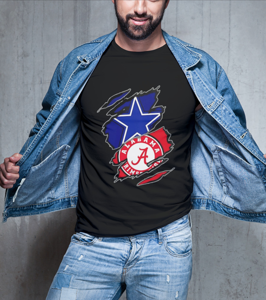 Dallas Cowboys Alabama Crimson Tide Two Teams One Heart Scratch T-Shirt