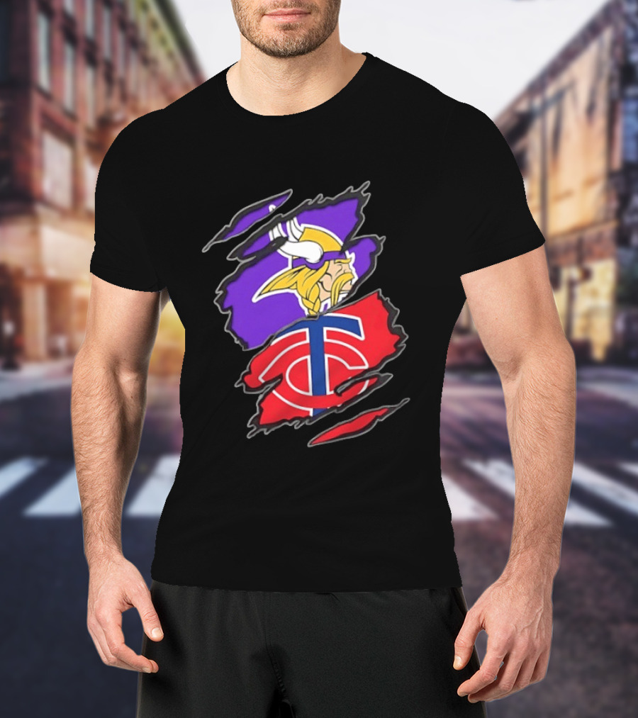 Minnesota Vikings Minnesota Twins Two Teams One Heart T-Shirt